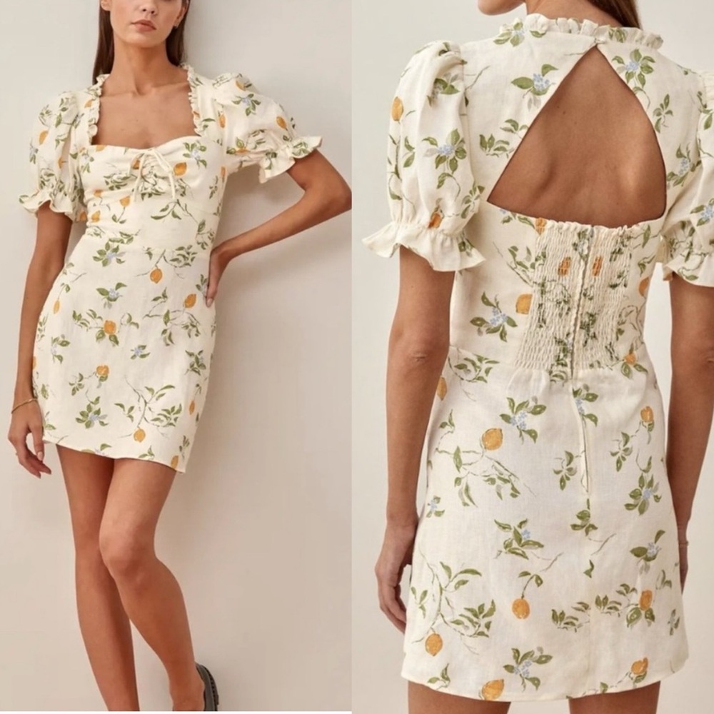 Reformation Easton Linen Mini Dress 🍋